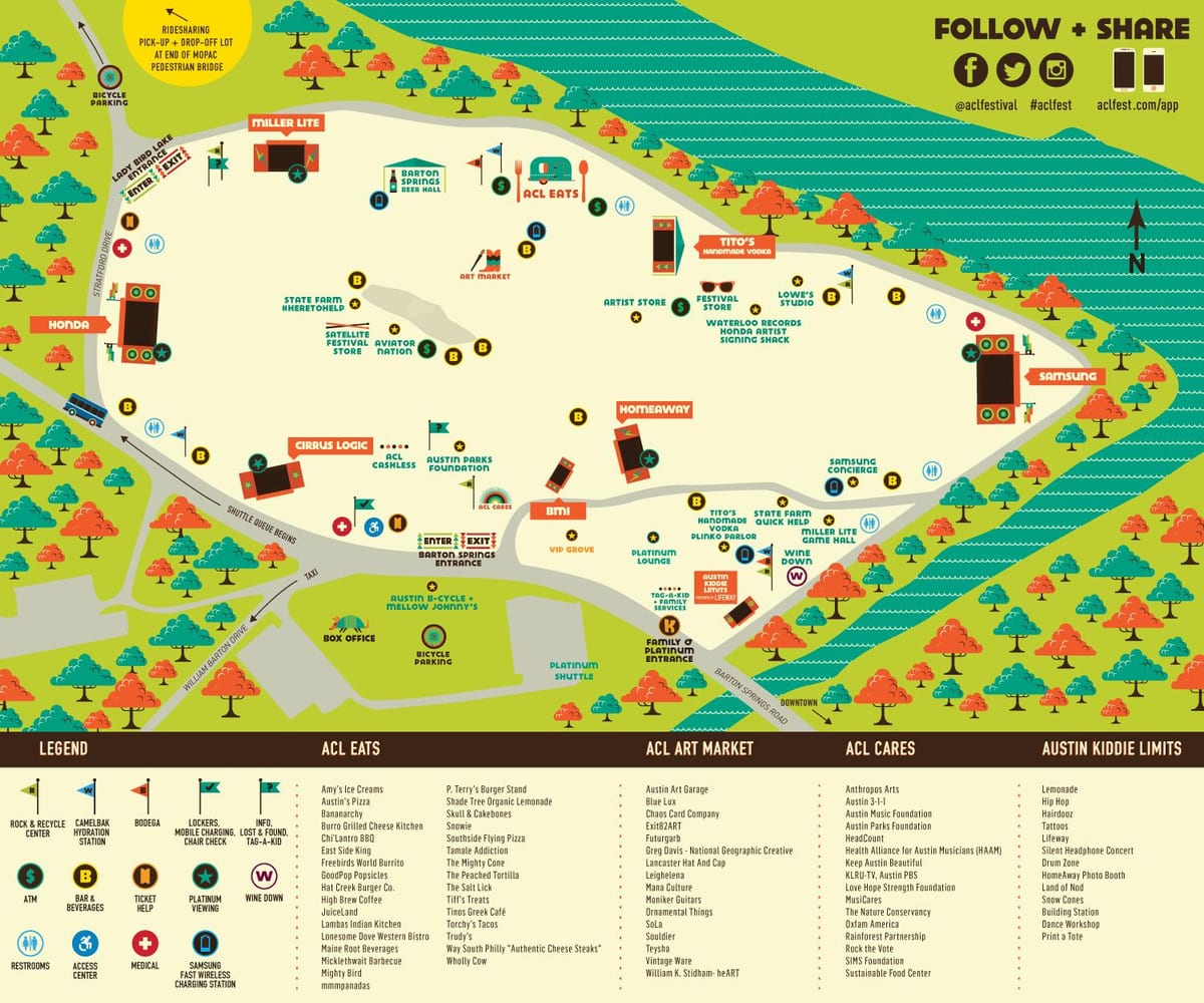 harta e Austin ACL festivalit