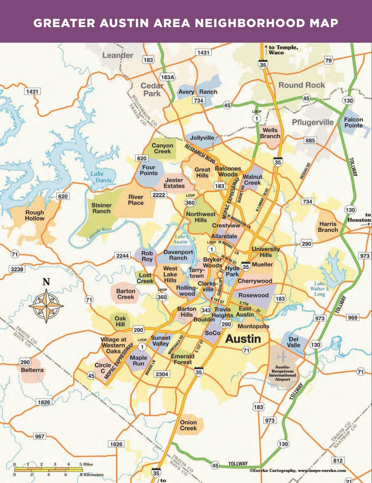 harta e Austin Tx lagjet e
