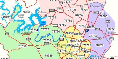 Austin zonën kodi zip hartë