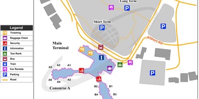 Austin aeroporti hartë terminal